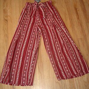 NWT Angie Wide Leg Palazzo Pants Stretch/tie Waist M Boho Hippie Brick Red